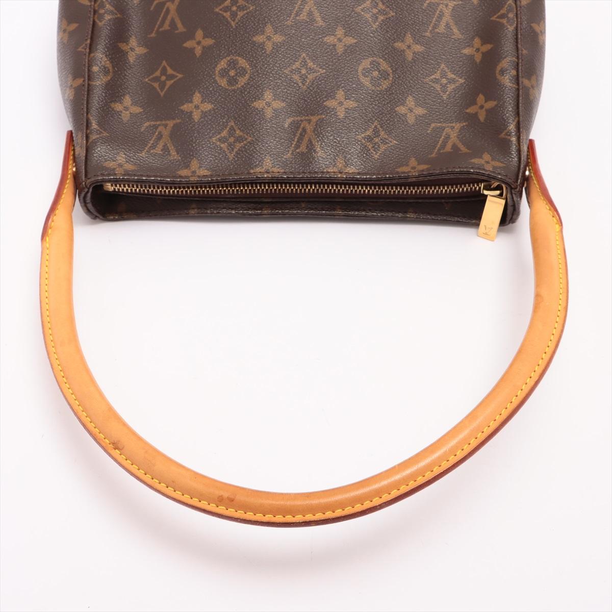Women's Louis Vuitton Brown Monogram Canvas Leather Looping MM Shoulder Bag For Sale