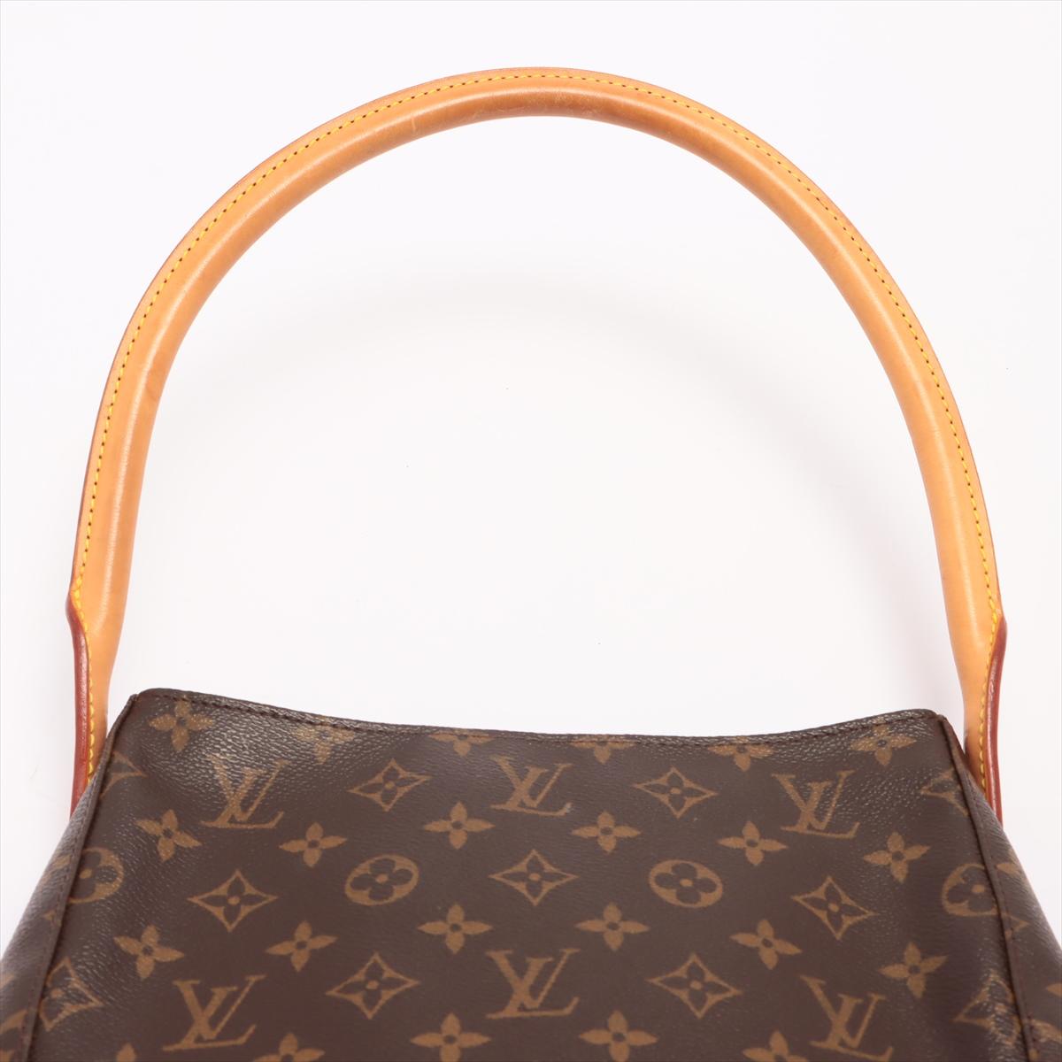 Louis Vuitton Brown Monogram Canvas Leather Looping MM Shoulder Bag For Sale 1