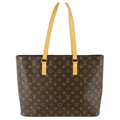 Louis Vuitton Luco Tote Bag aus Leder mit braunem Monogramm aus Segeltuch