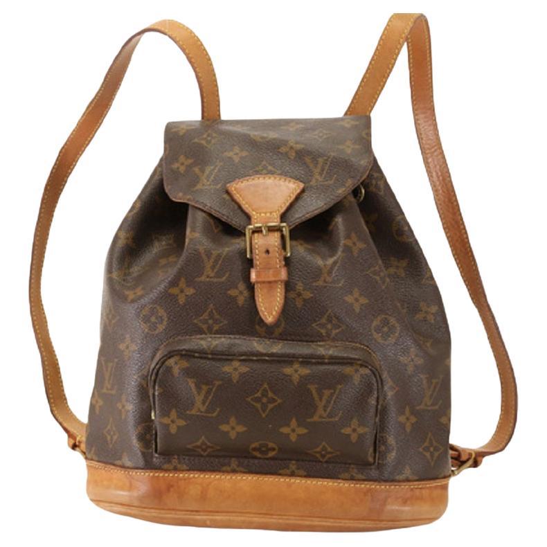 Auth Louis Vuitton LV Backpack Bag Montsouris MM Brown Monogram Pink Custom  Logo
