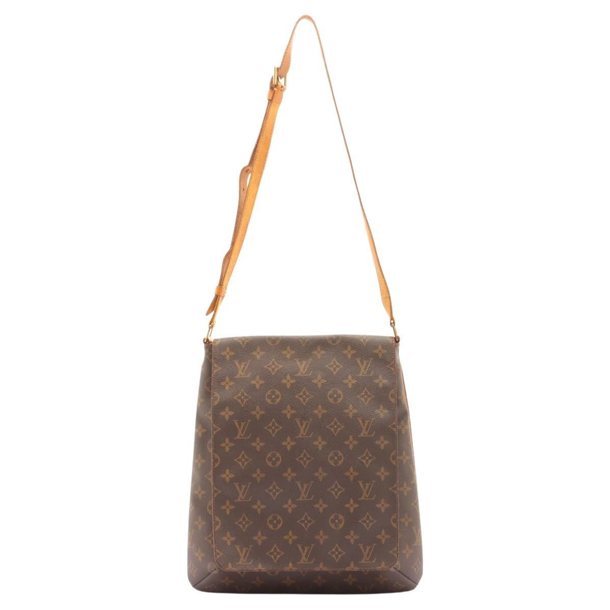 Louis Vuitton Brown Monogram Canvas Leather Musette Salsa Short Strap GM Bag