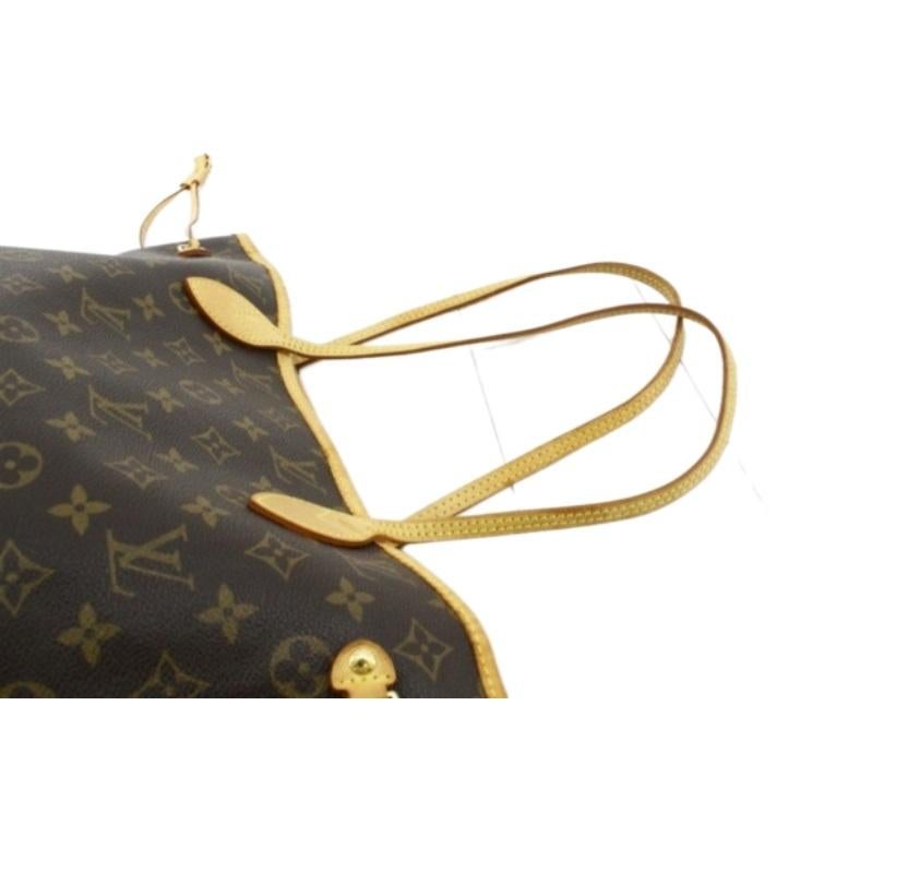 Women's Louis Vuitton Brown Monogram Canvas Leather Neverfull MM Tote Bag