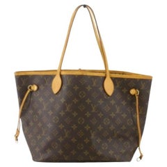 Louis Vuitton Brown Monogram Canvas Leather Neverfull MM Tote Bag Louis Vuitton Brown Monogram Canvas Leather Neverfull MM Tote Bag