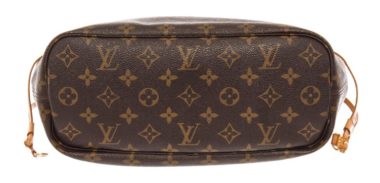 Women's Louis Vuitton Brown Monogram Canvas Leather Neverfull PM Tote Bag For Sale