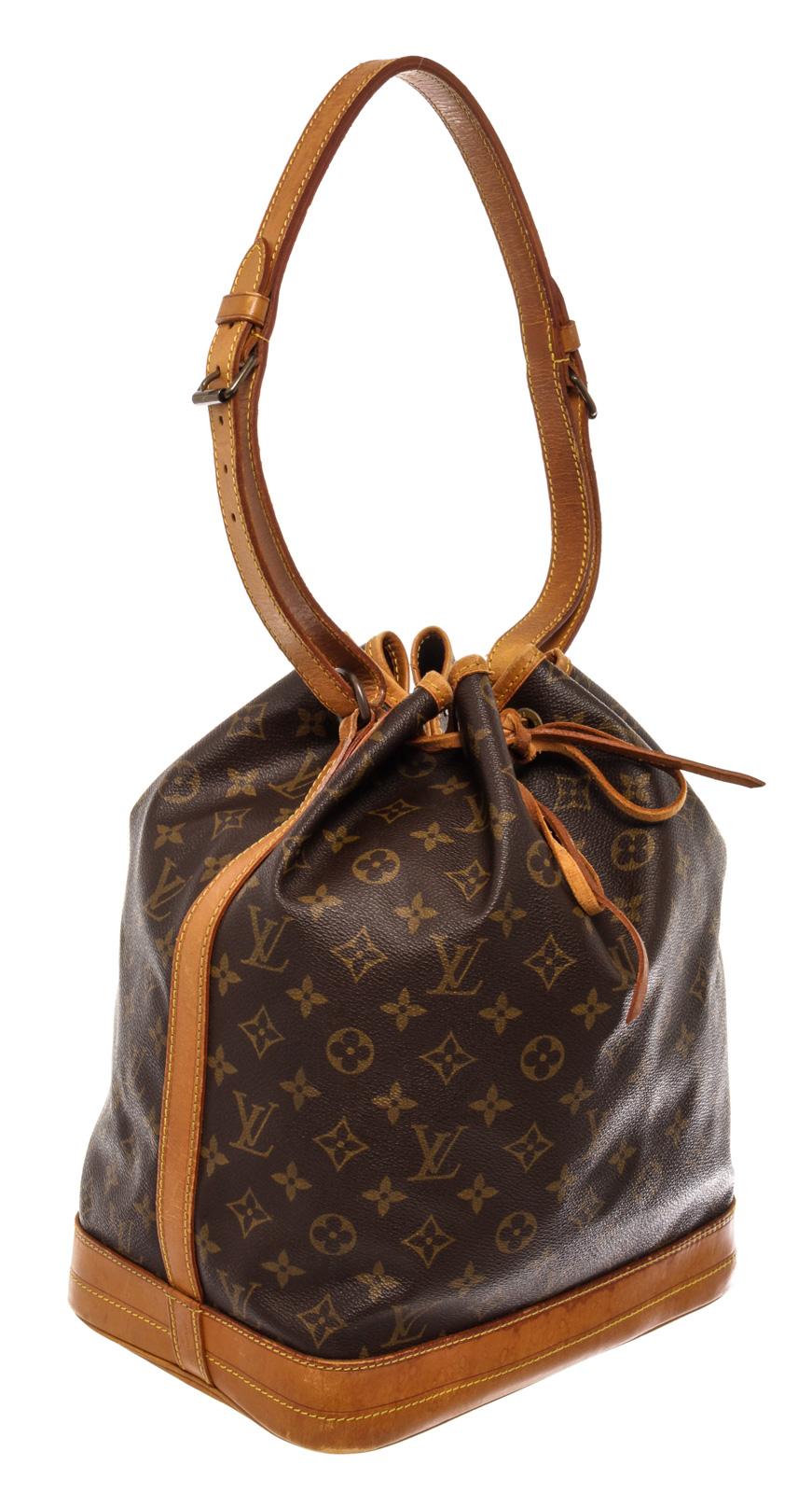 Black Louis Vuitton Brown Monogram Canvas Leather Noe GM Drawstring Bag For Sale