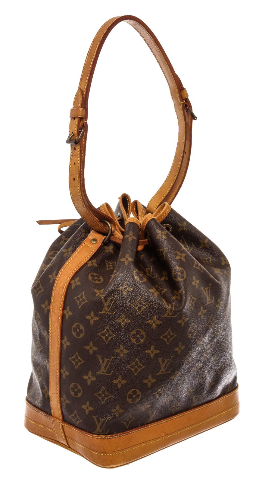 Louis Vuitton Brown Monogram Canvas Leather Noe GM Drawstring Bag In Good Condition For Sale In Irvine, CA