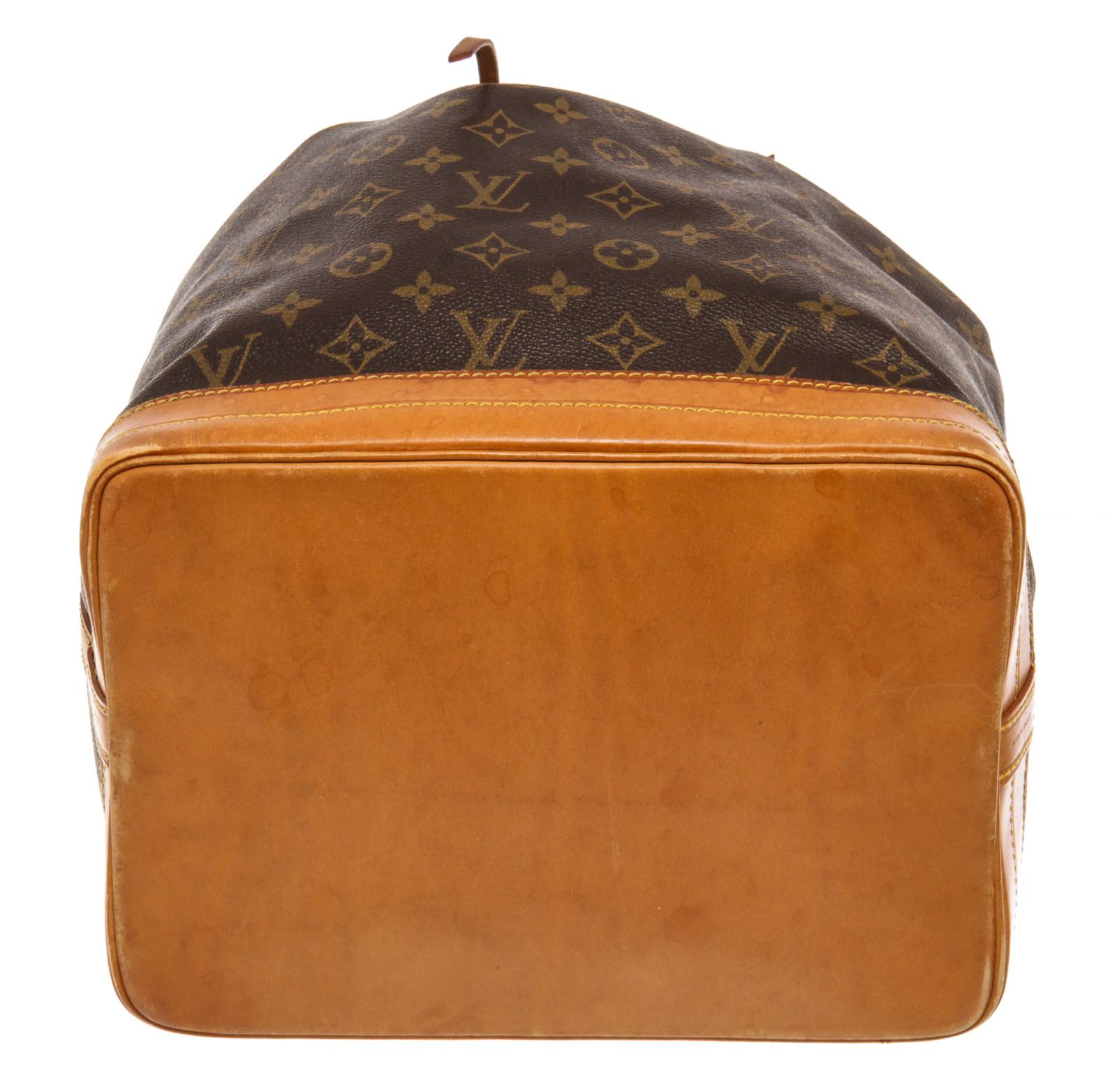 Women's Louis Vuitton Brown Monogram Canvas Leather Noe GM Drawstring Bag For Sale