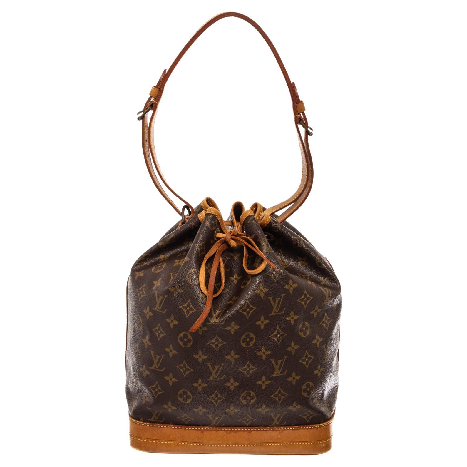 Louis Vuitton Brown Monogram Canvas Leather Noe GM Drawstring Bag For Sale