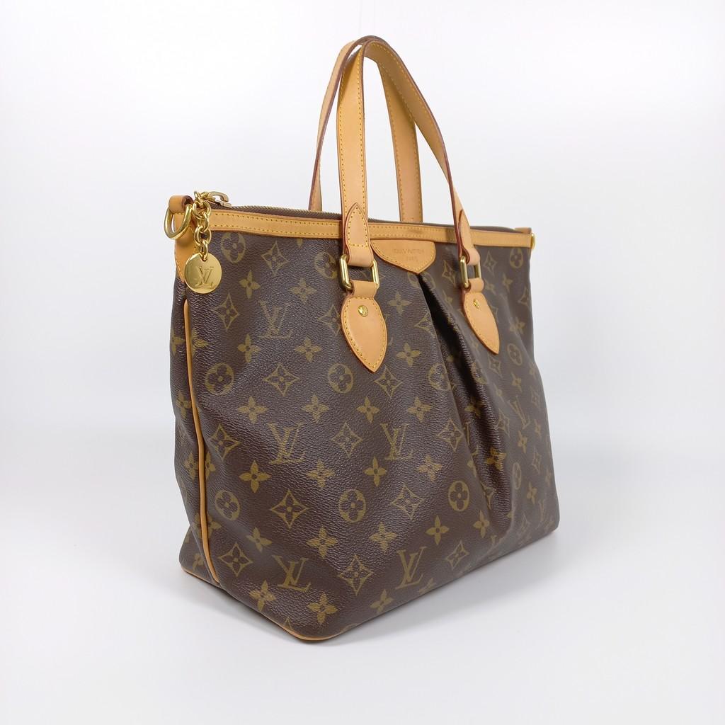 Louis Vuitton Palermo PM Umhängetasche aus braunem Segeltuch und Leder mit Monogramm (Braun)