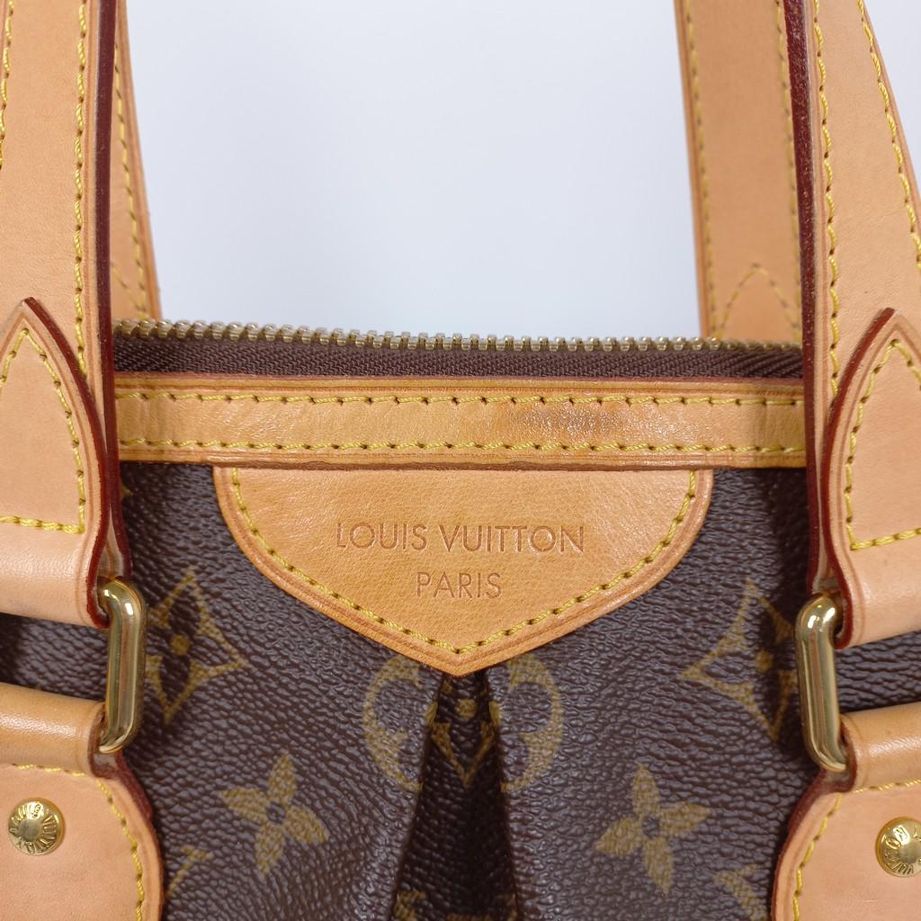Louis Vuitton Palermo PM Umhängetasche aus braunem Segeltuch und Leder mit Monogramm 4