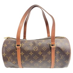 Louis Vuitton Braun Monogramm Segeltuch Leder Papillon 30 cm Umhängetasche