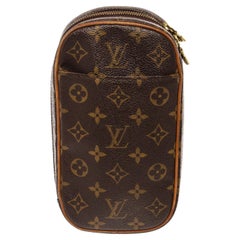 Vintage Louis Vuitton Brown Monogram Canvas Leather Pochette Gange Waist Bag