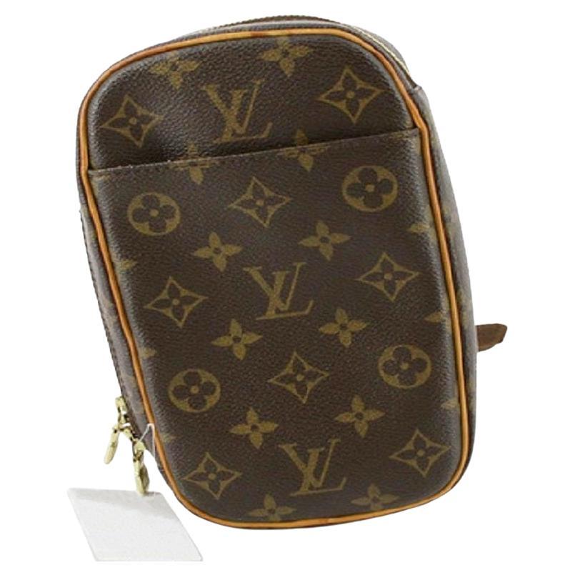 Louis Vuitton Brown Monogram Canvas Leather Pochette Gange Waist Bag For Sale