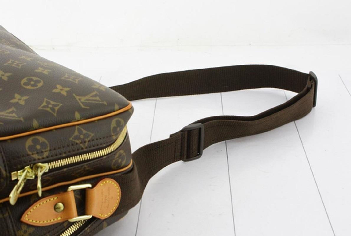 Black Louis Vuitton Brown Monogram Canvas Leather Reporter GM Crossbody Bag For Sale