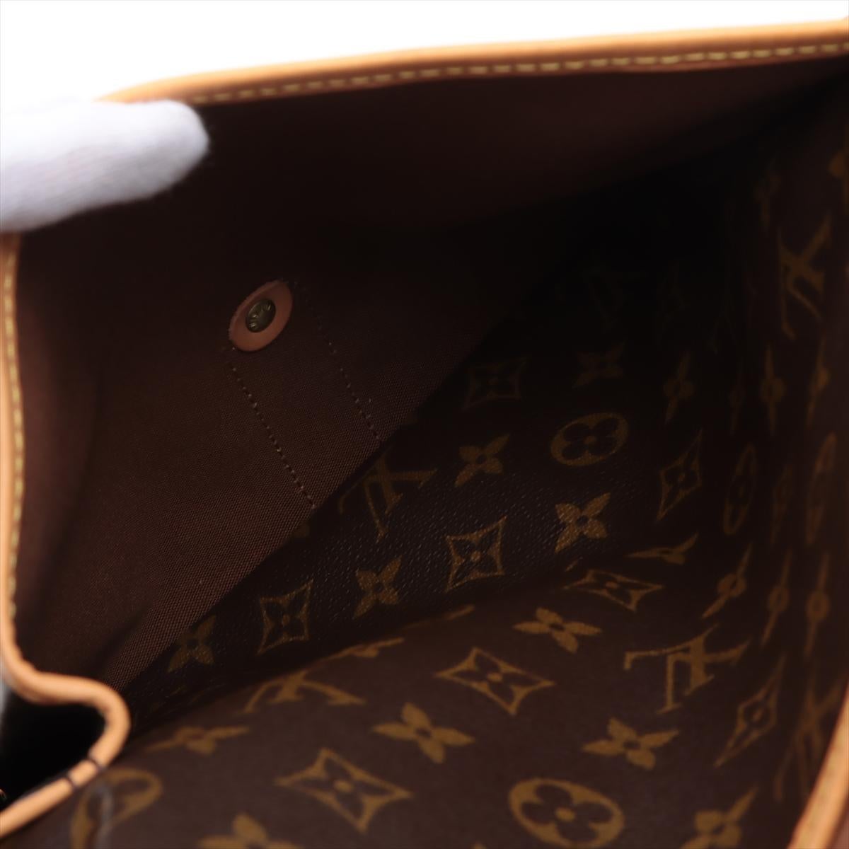 Louis Vuitton Brown Monogram Canvas Leather Sac Chasse Hunting Travel Bag For Sale 5