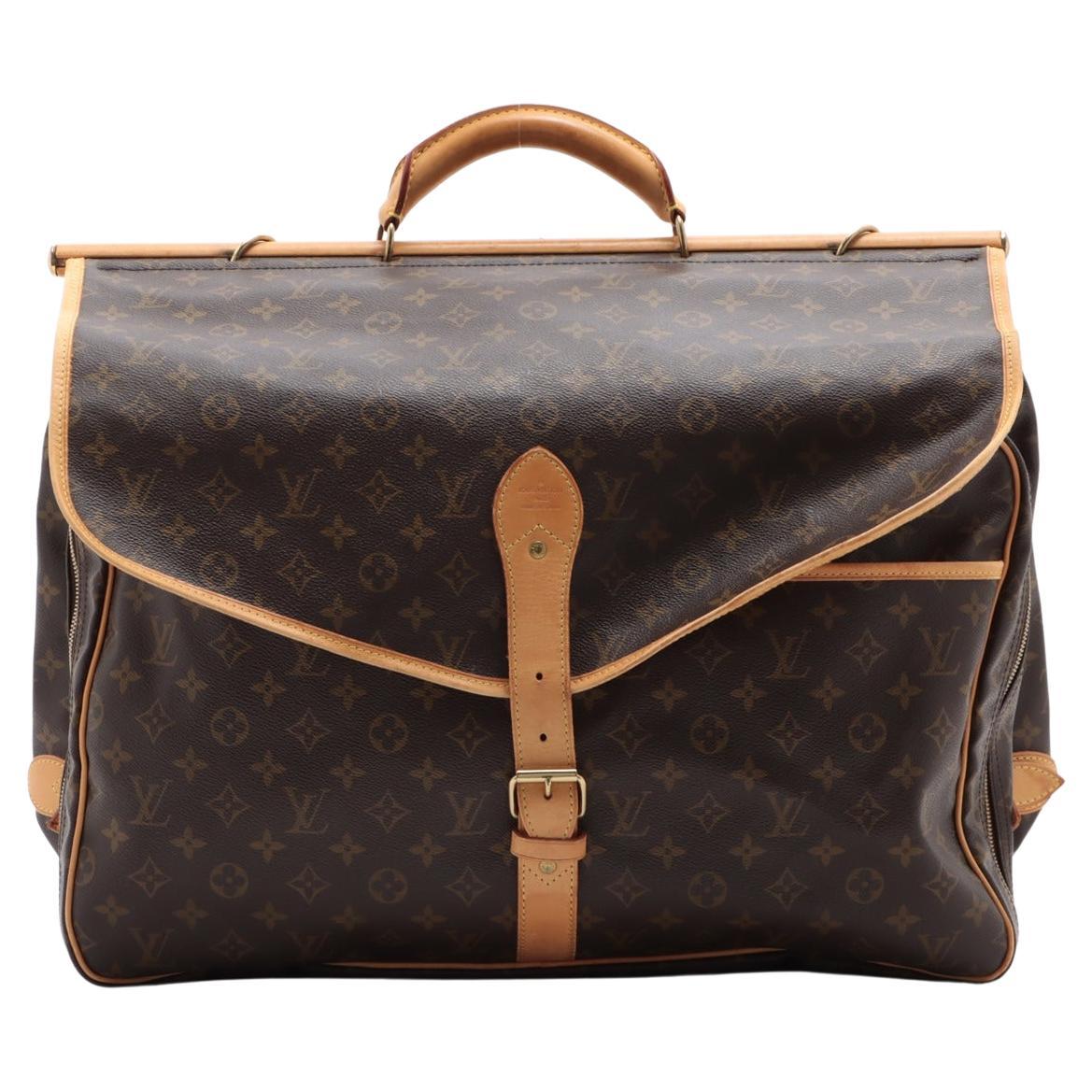 Louis Vuitton Brown Monogram Canvas Leather Sac Chasse Hunting Travel Bag For Sale