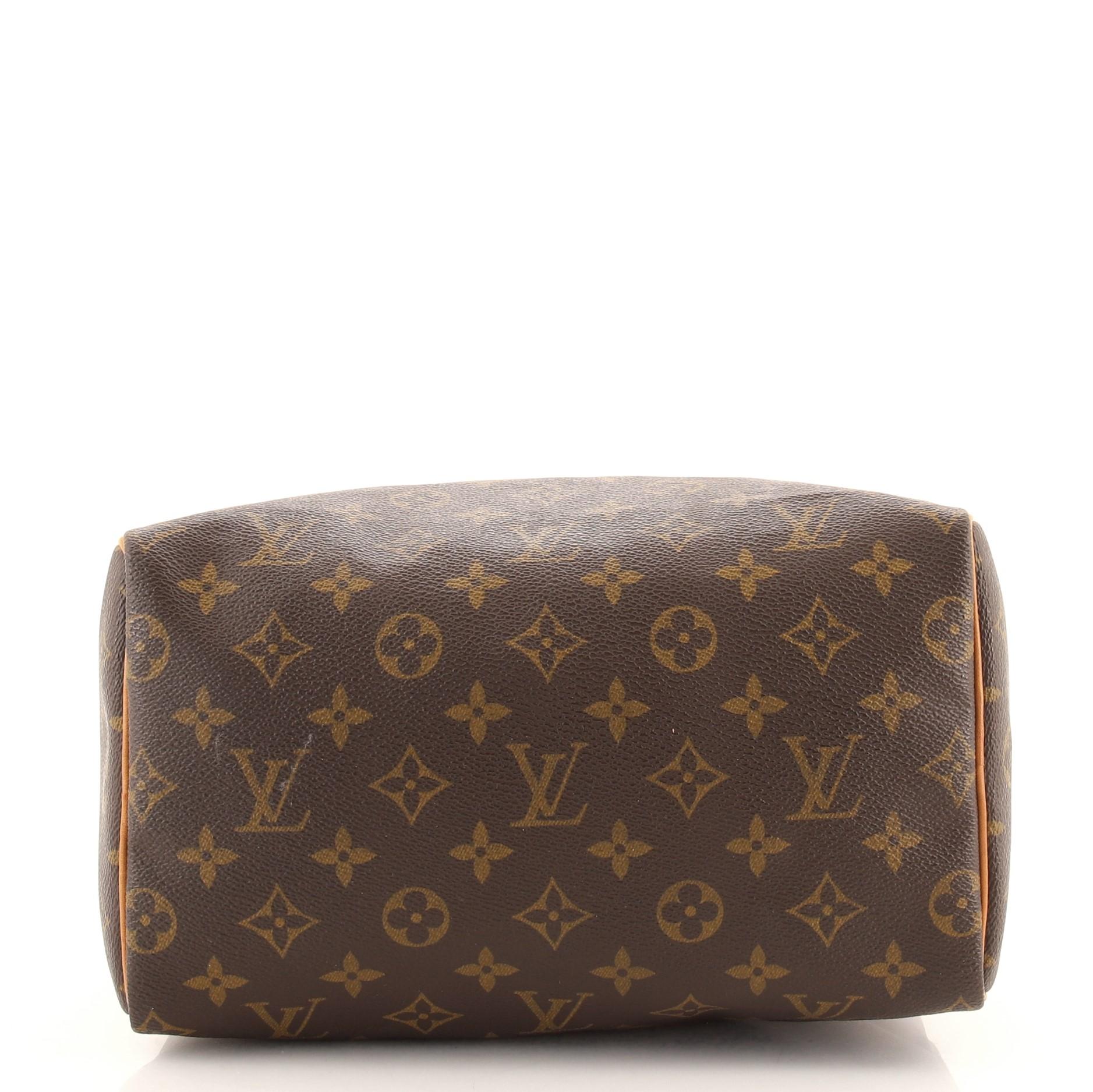 Women's Louis Vuitton Brown Monogram Canvas Leather Speedy 25 cm Handbag For Sale
