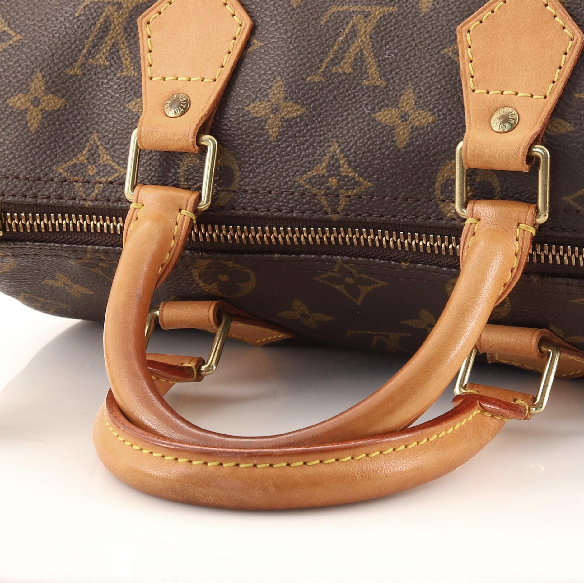 Louis Vuitton Brown Monogram Canvas Leather Speedy 25 cm Handbag For Sale 1