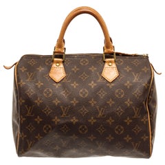Louis Vuitton Brown Monogram Canvas Leather Speedy 30 cm Bag Louis Vuitton Brown Monogram Canvas Leather Speedy 30 cm Bag