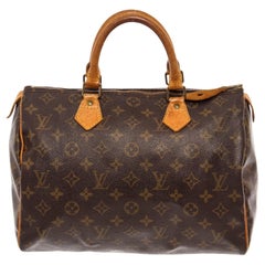 Vintage Louis Vuitton Brown Monogram Canvas Leather Speedy 30 cm Handbag