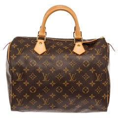 Vintage Louis Vuitton Brown Monogram Canvas Leather Speedy 30 cm Handbag
