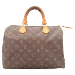 Louis Vuitton Brown Monogram Canvas Leather Speedy 30 cm Handbag