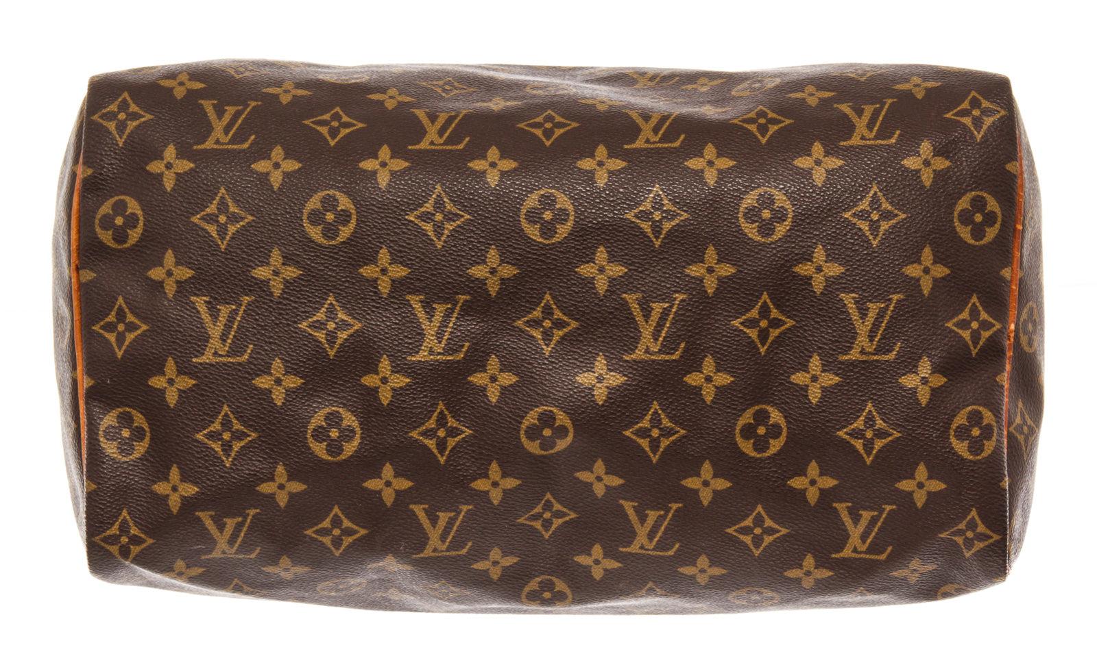 Women's Louis Vuitton Brown Monogram Canvas Leather Speedy 35 cm Bag