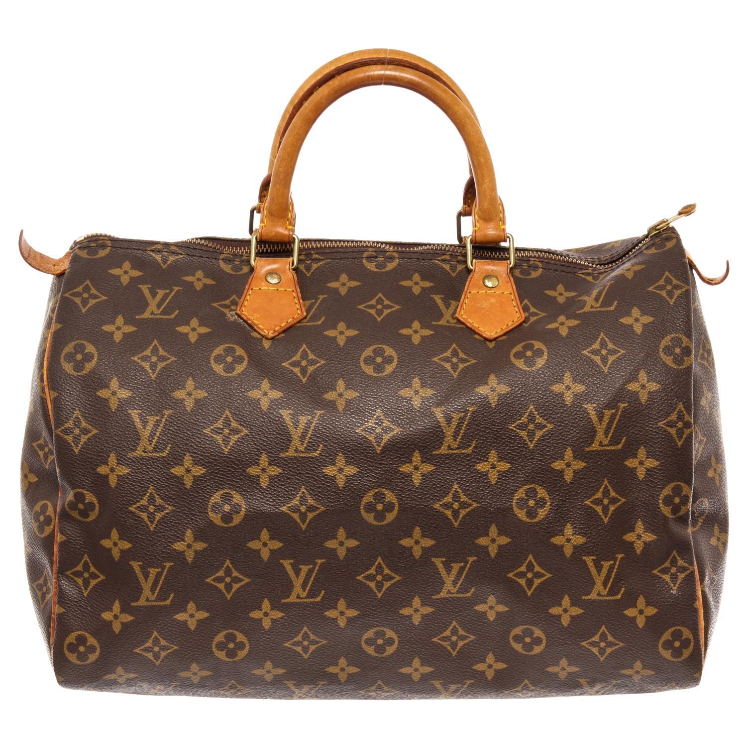 Louis Vuitton Brown Monogram Canvas Leather Speedy 35 cm Bag