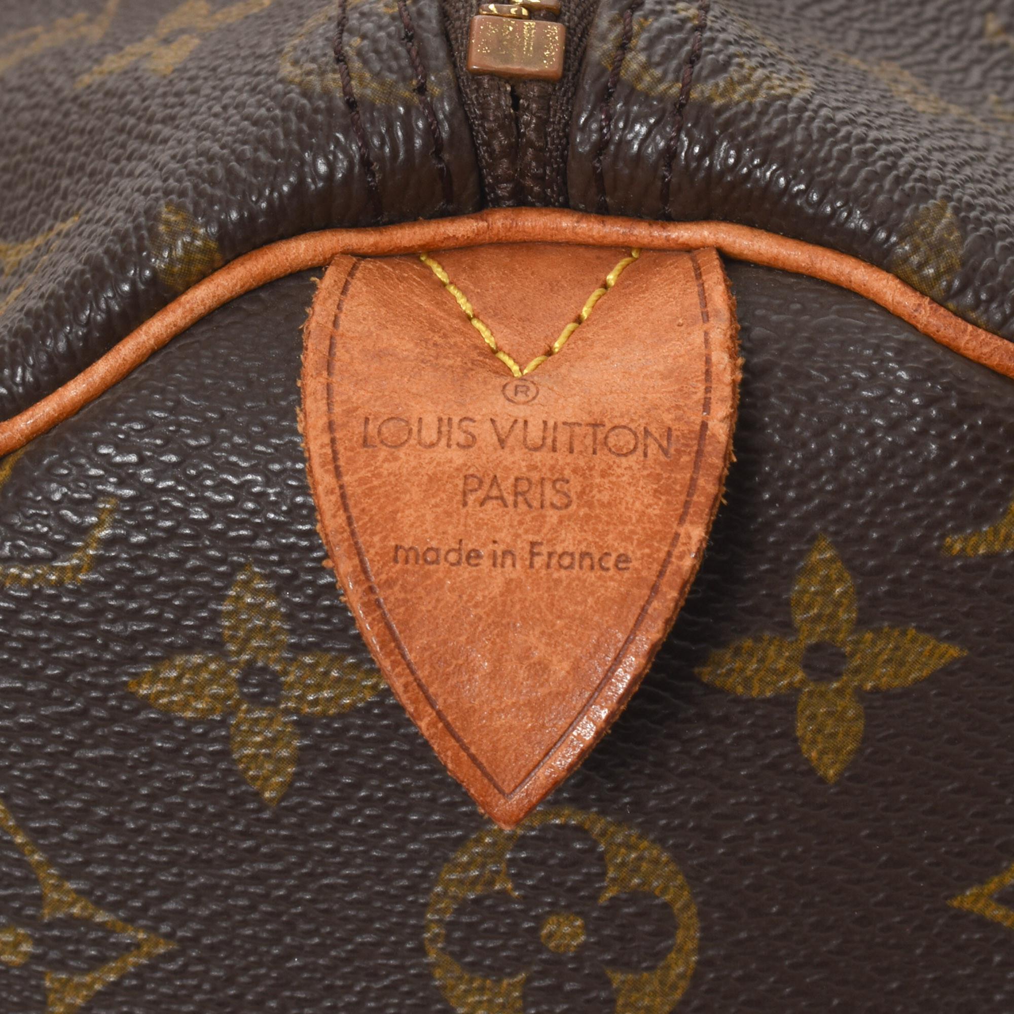 Louis Vuitton Brown Monogram Canvas Leather Speedy 35 cm Handbag 4