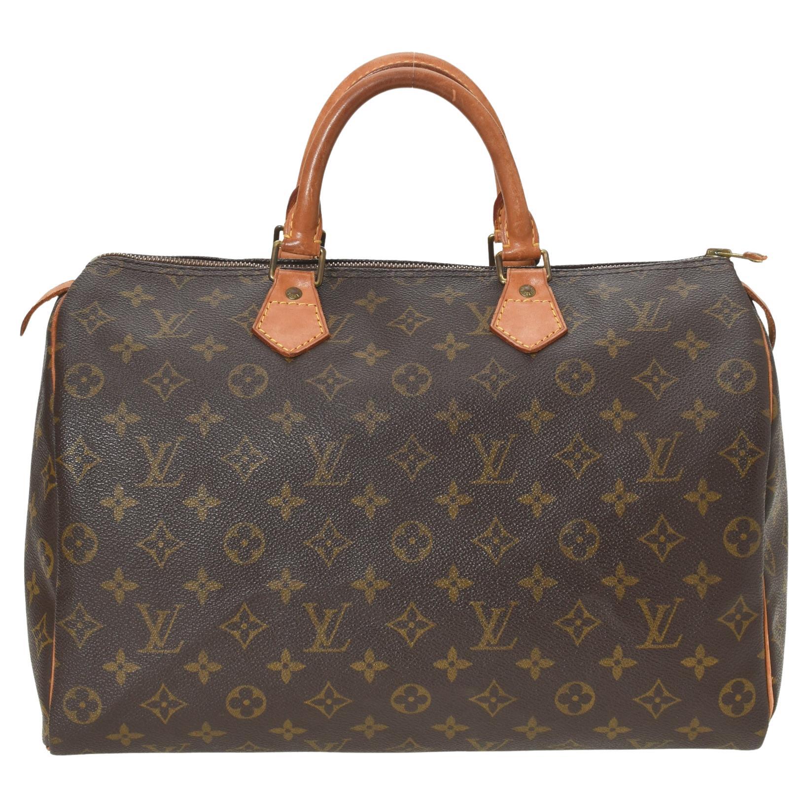 Louis Vuitton Brown Monogram Canvas Leather Speedy 35 cm Handbag