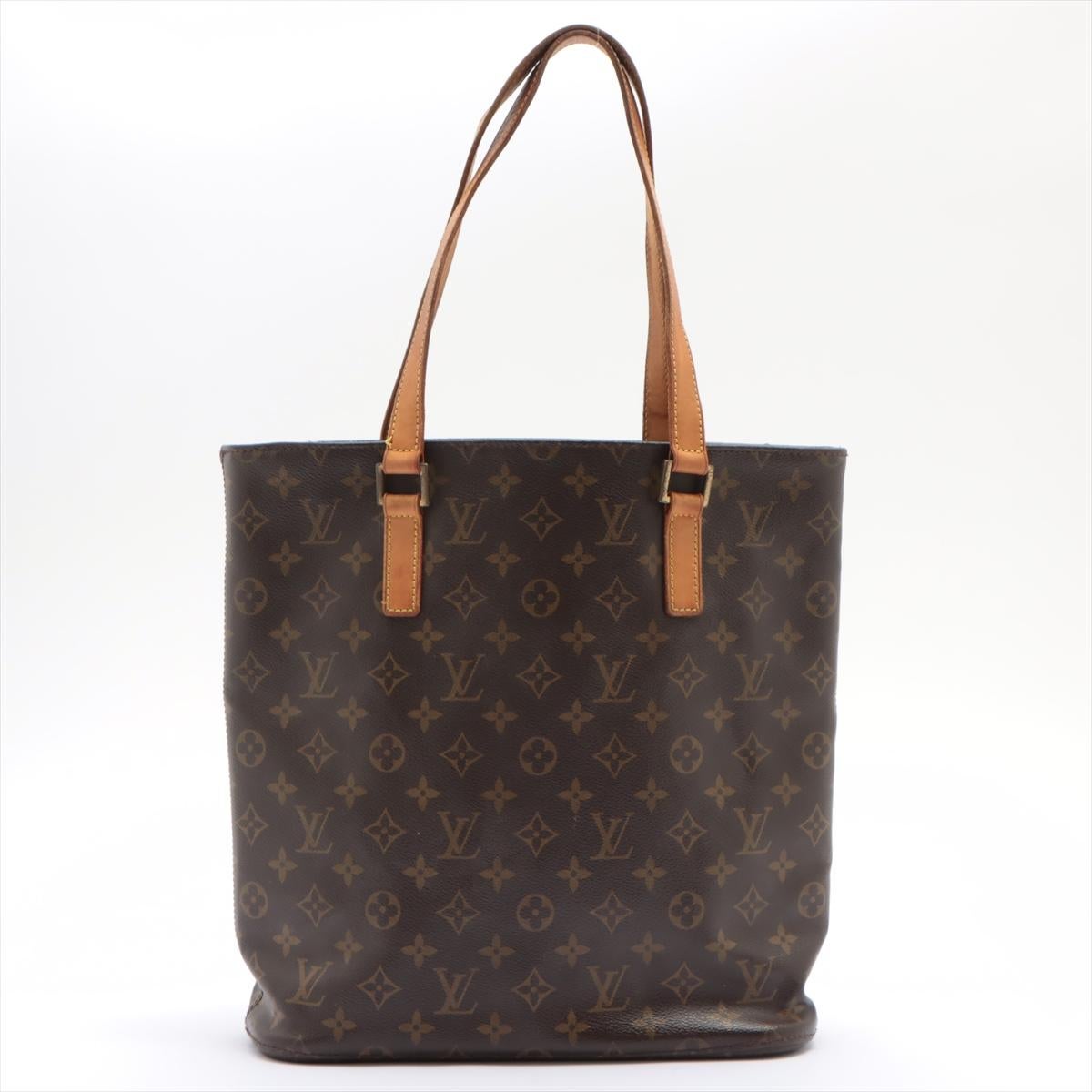 Brown and tan monogram coated canvas Louis Vuitton Vavin GM with gold-tone hardware, tan vachetta leather trim, dual flat shoulder straps, brown canvas lining, five pockets at interior walls; one with zip closure and open top.

 

67872MSC