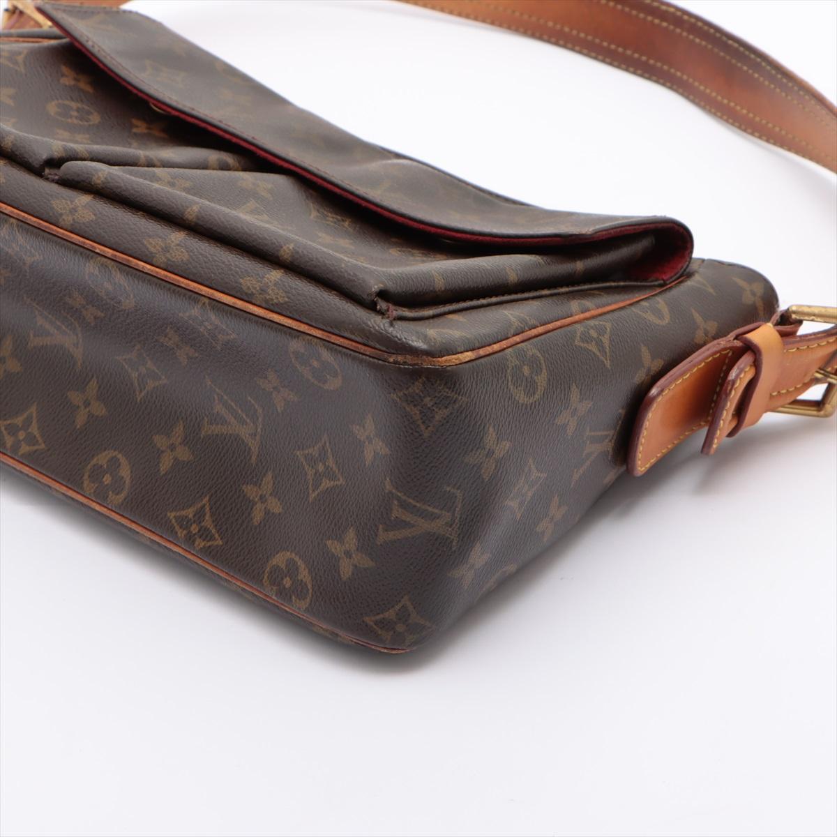 Black Louis Vuitton Brown Monogram Canvas Leather Viva Cite GM Bag