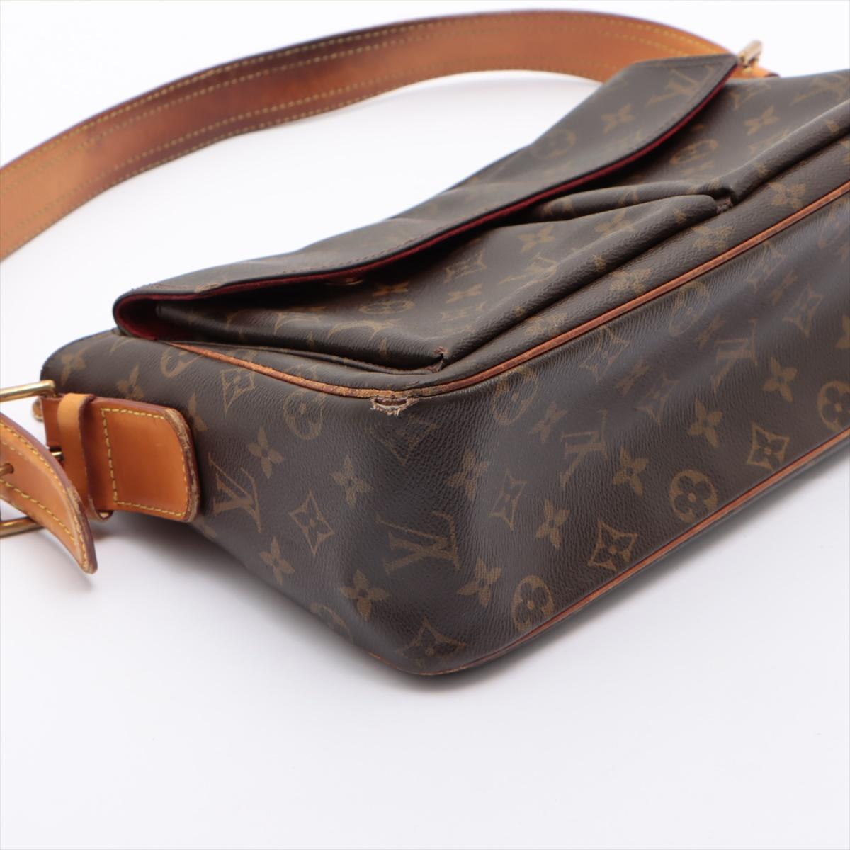 Louis Vuitton Brown Monogram Canvas Leather Viva Cite GM Bag In Good Condition In Irvine, CA
