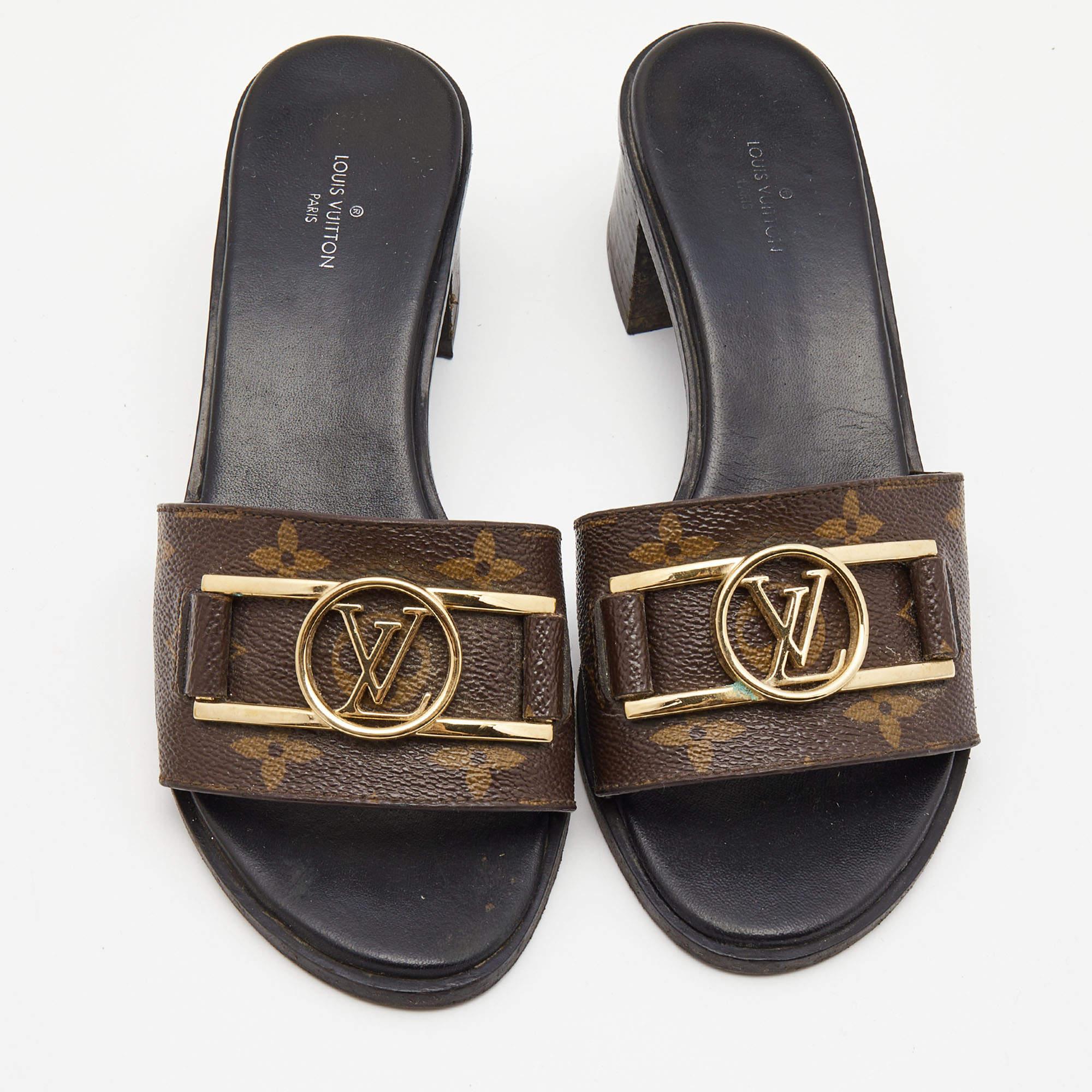 Louis Vuitton Brown Monogram Canvas Lock It Sandals Size 37 1