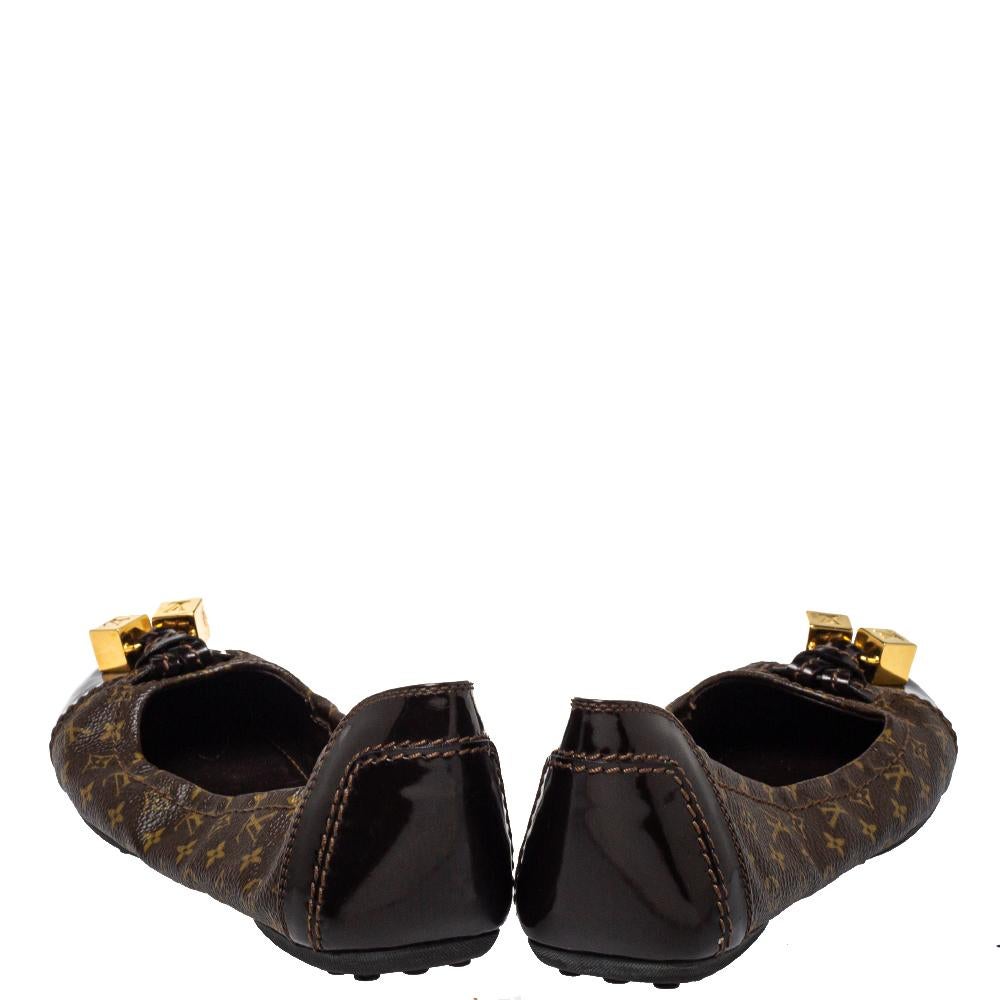 Black Louis Vuitton Brown Monogram Canvas Lovely Ballet Flats Size 35.5