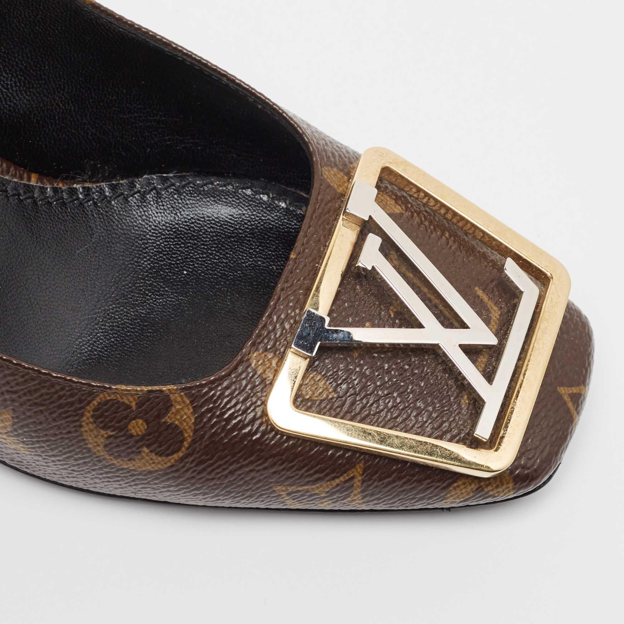 Women's Louis Vuitton Brown Monogram Canvas Madeleine Pumps Size 37