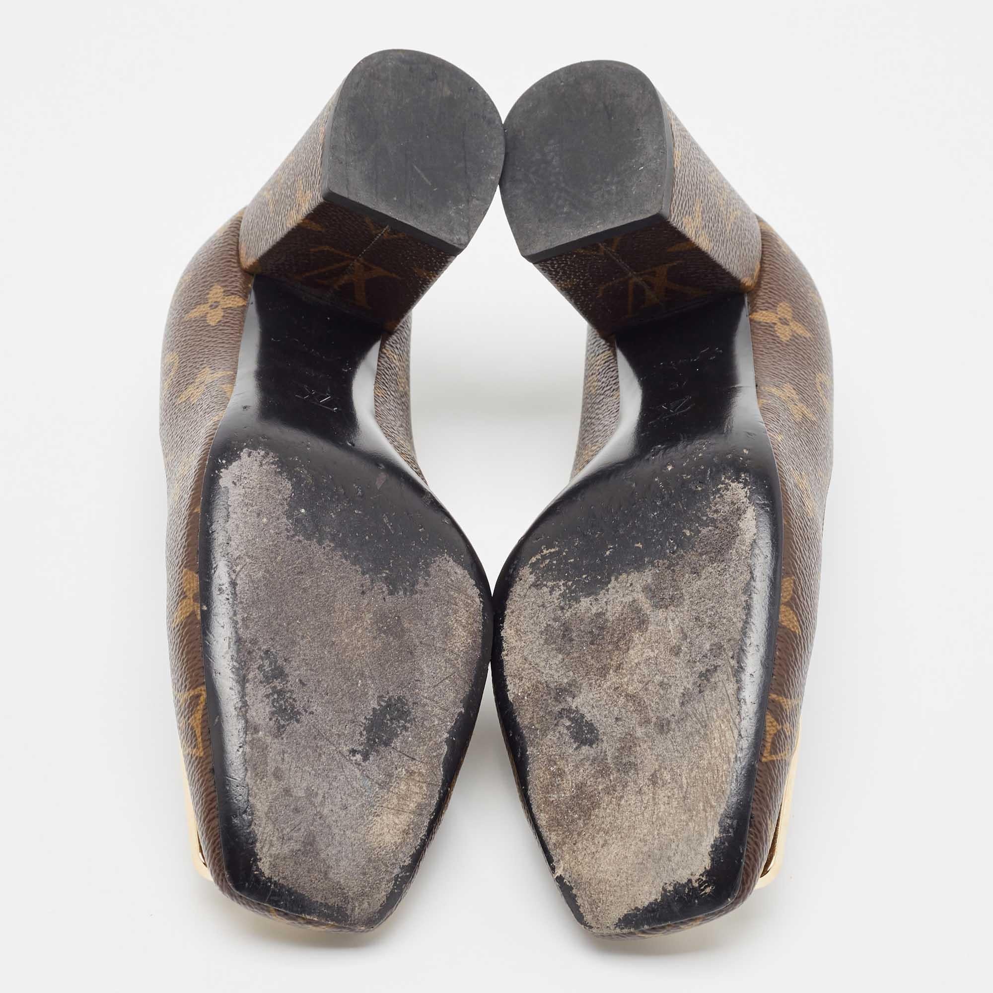 Louis Vuitton Brown Monogram Canvas Madeleine Pumps Size 37 2