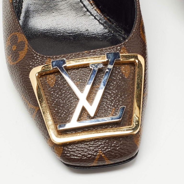 Louis Vuitton Brown Monogram Canvas Madeleine Logo Pumps Size 38.5