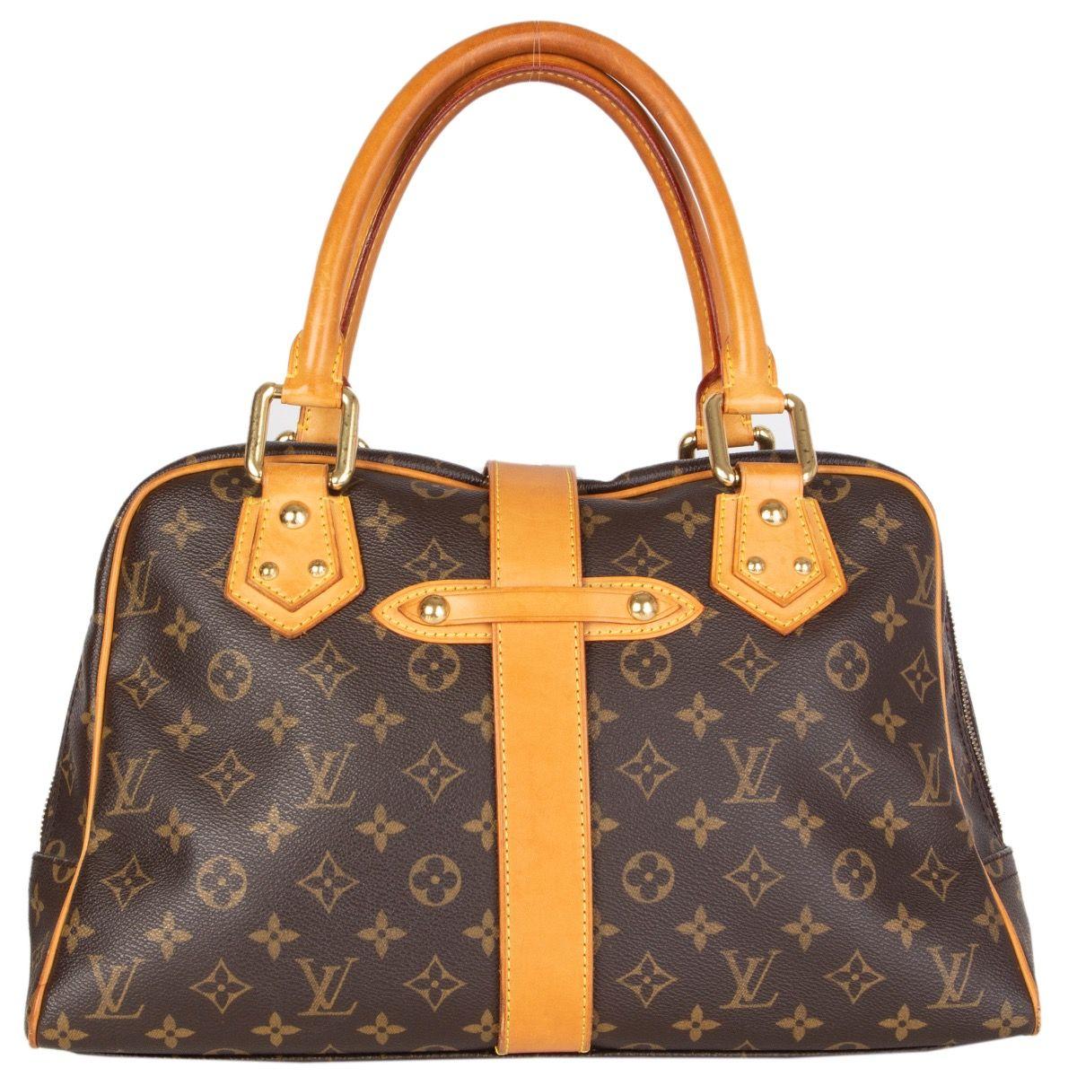 Black LOUIS VUITTON brown Monogram canvas MANHATTAN GM Shoulder Bag