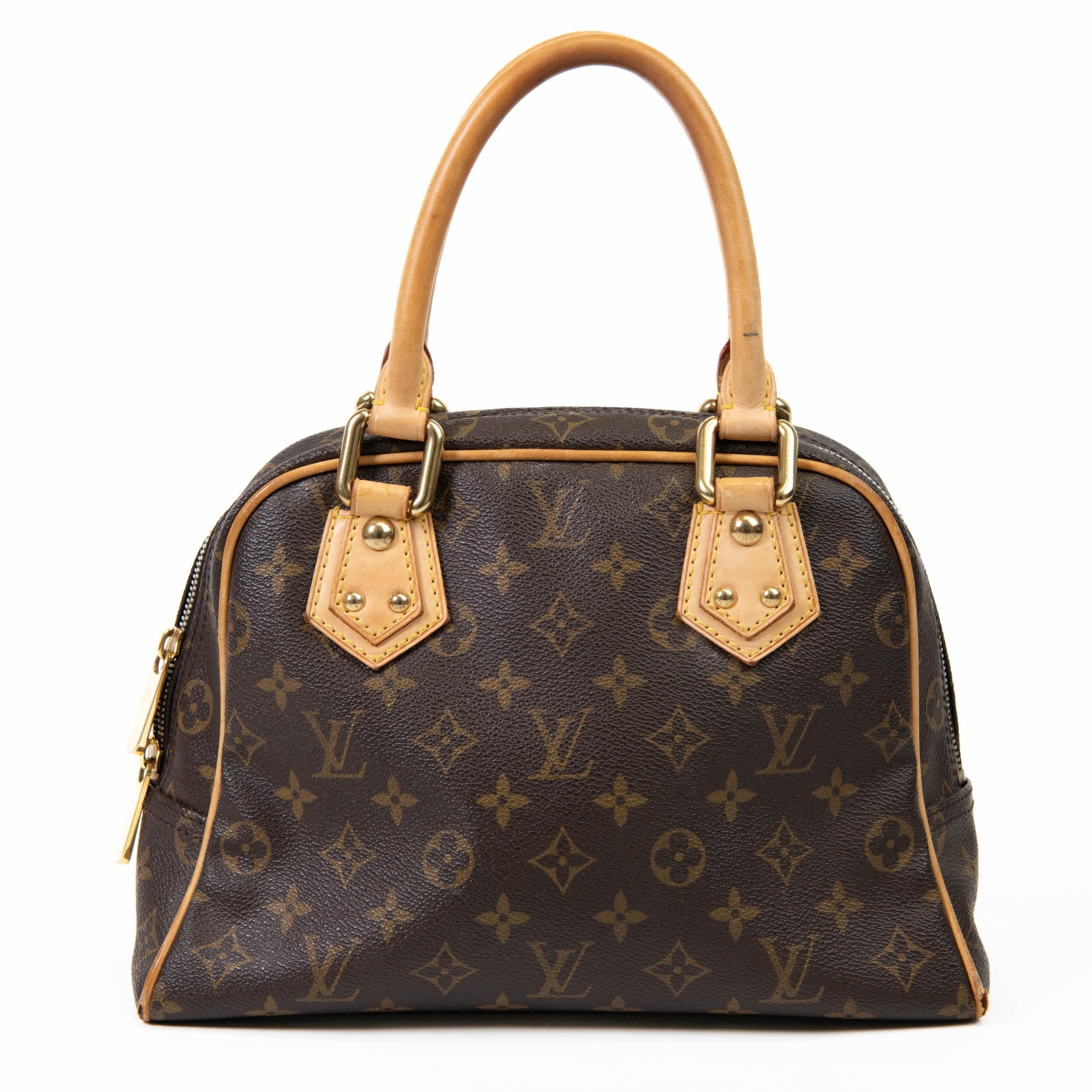 Black Louis Vuitton Brown Monogram Canvas Manhattan PM Tote Bag