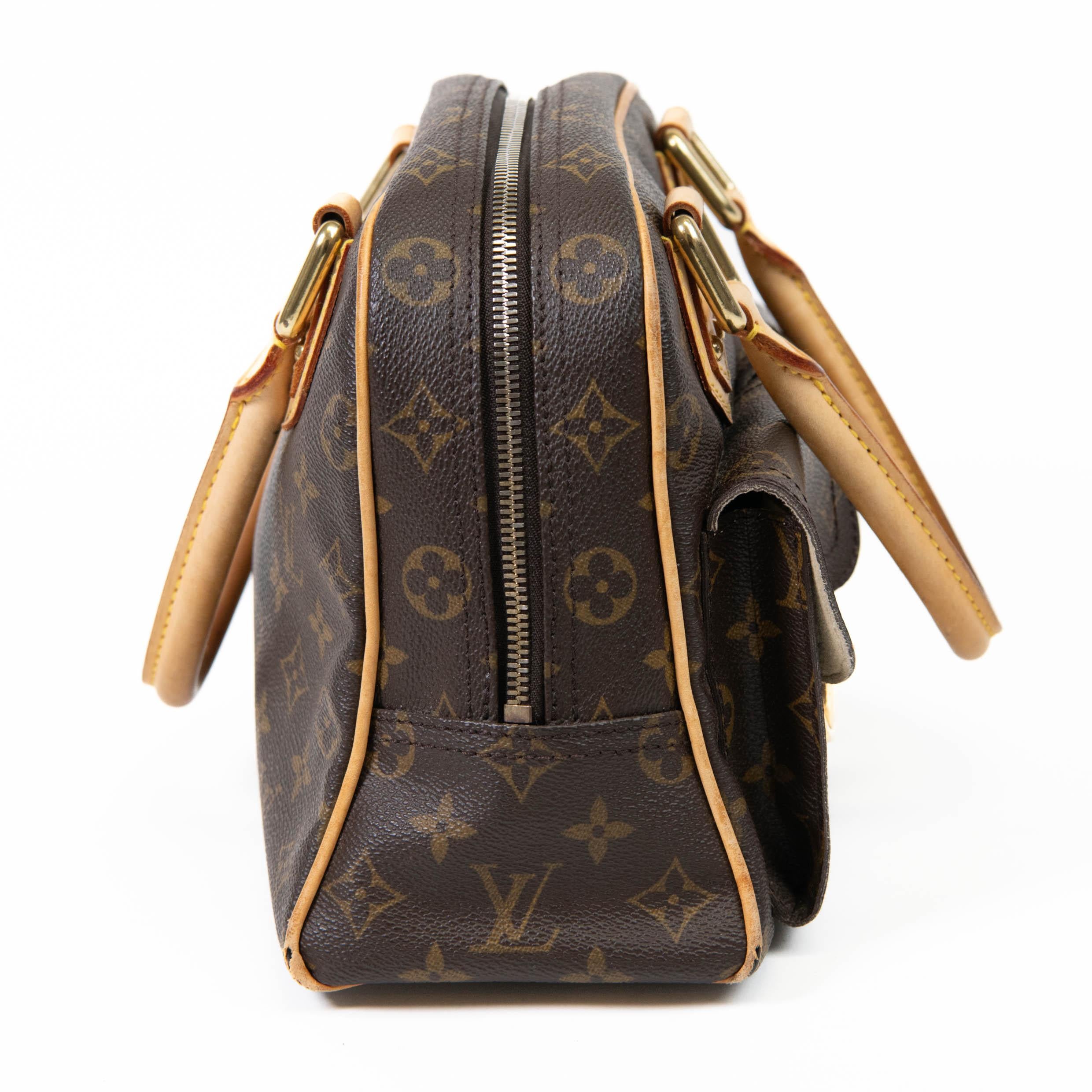Women's or Men's Louis Vuitton Brown Monogram Canvas Manhattan PM Tote Bag