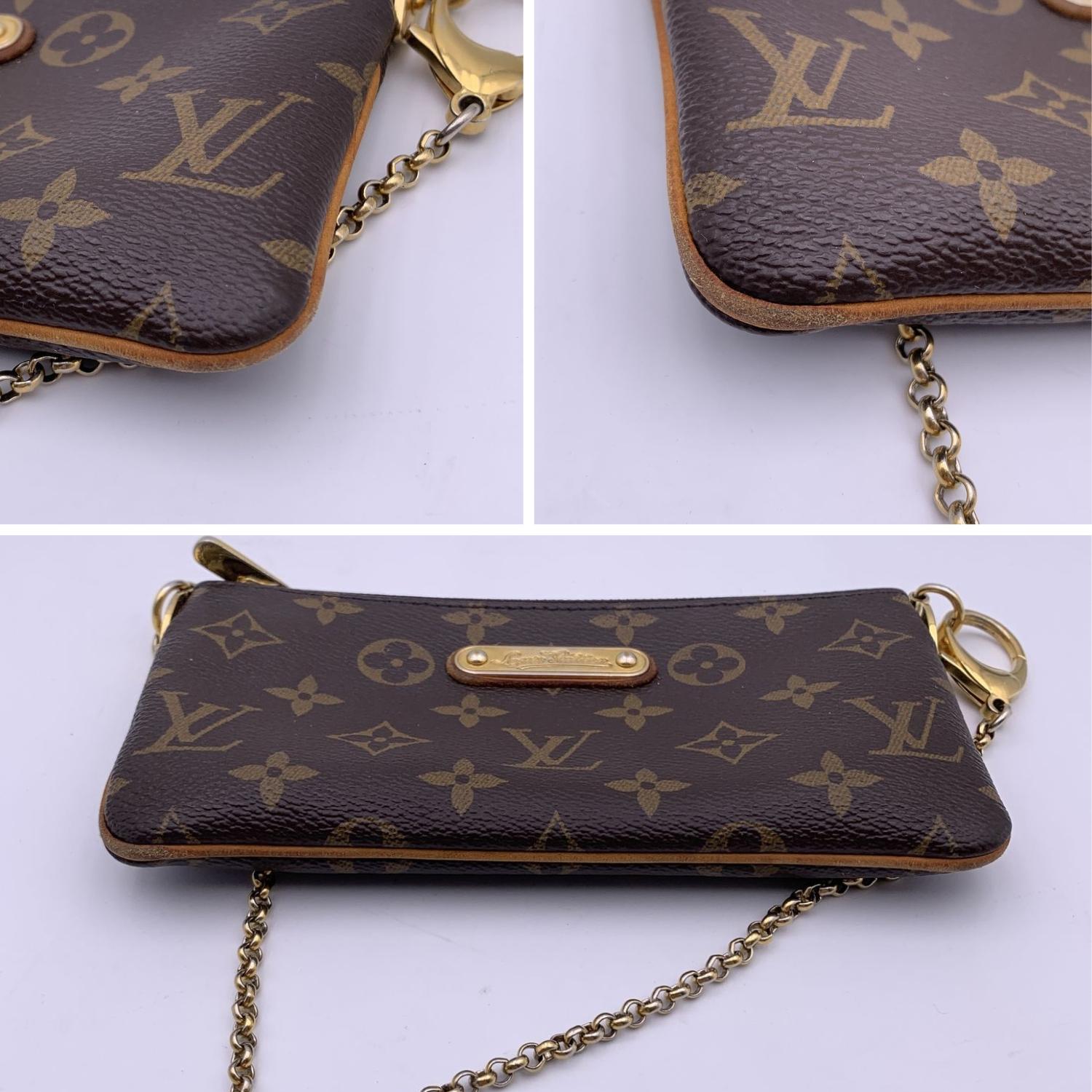 Mini bolso de lona con monograma marrón Milla de Louis Vuitton con cadena en Bueno Estado en Rome, Rome
