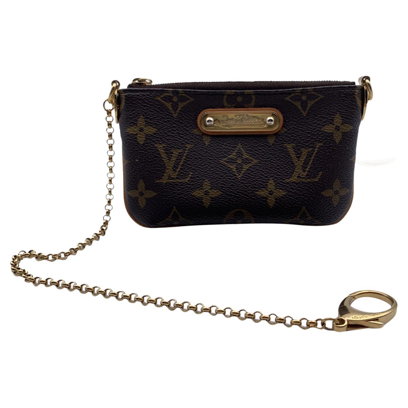 Louis Vuitton Brown Monogram Canvas Mini Pouch Milla with Chain