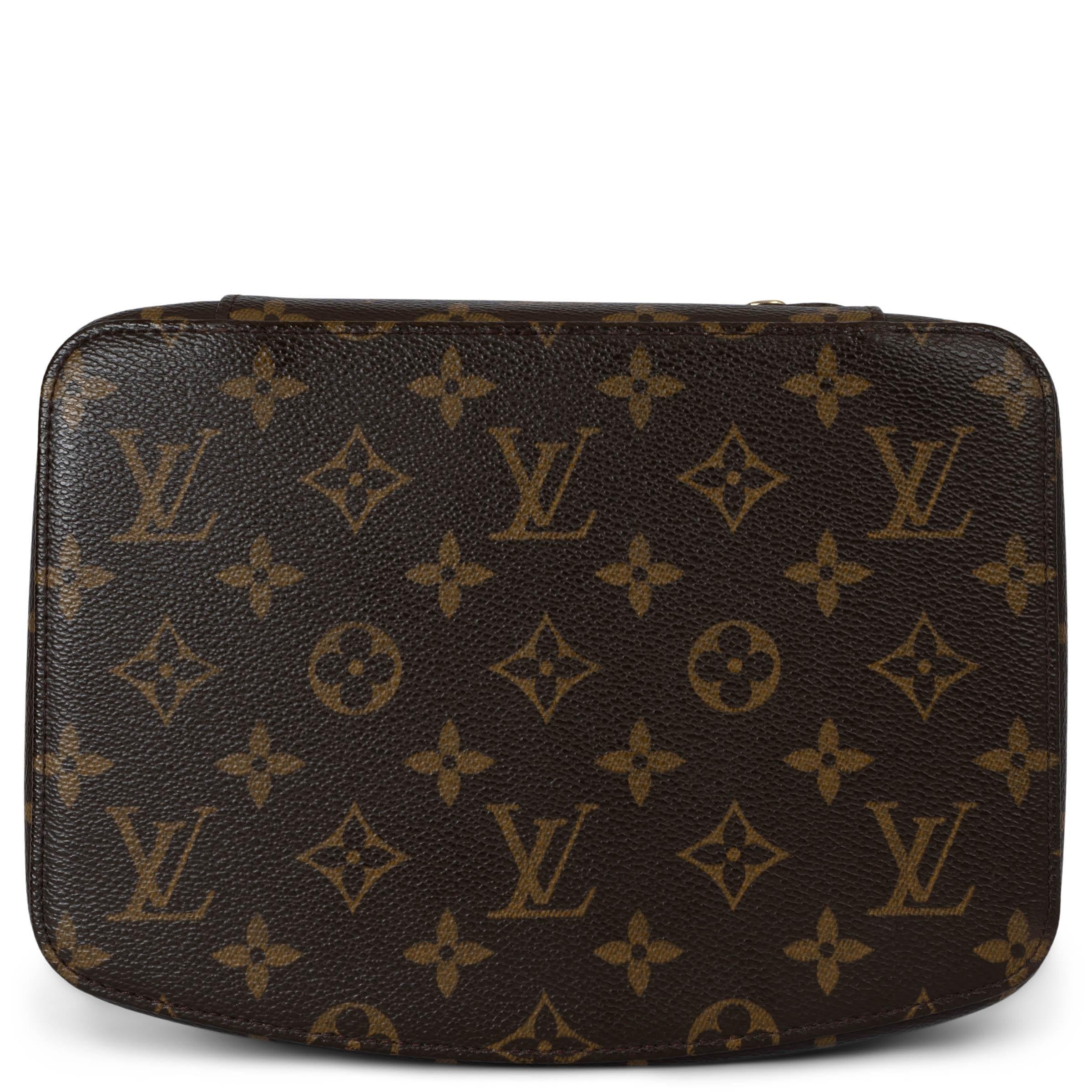 Black LOUIS VUITTON brown Monogram Canvas MONTE CARLO Jewelry Case Bag