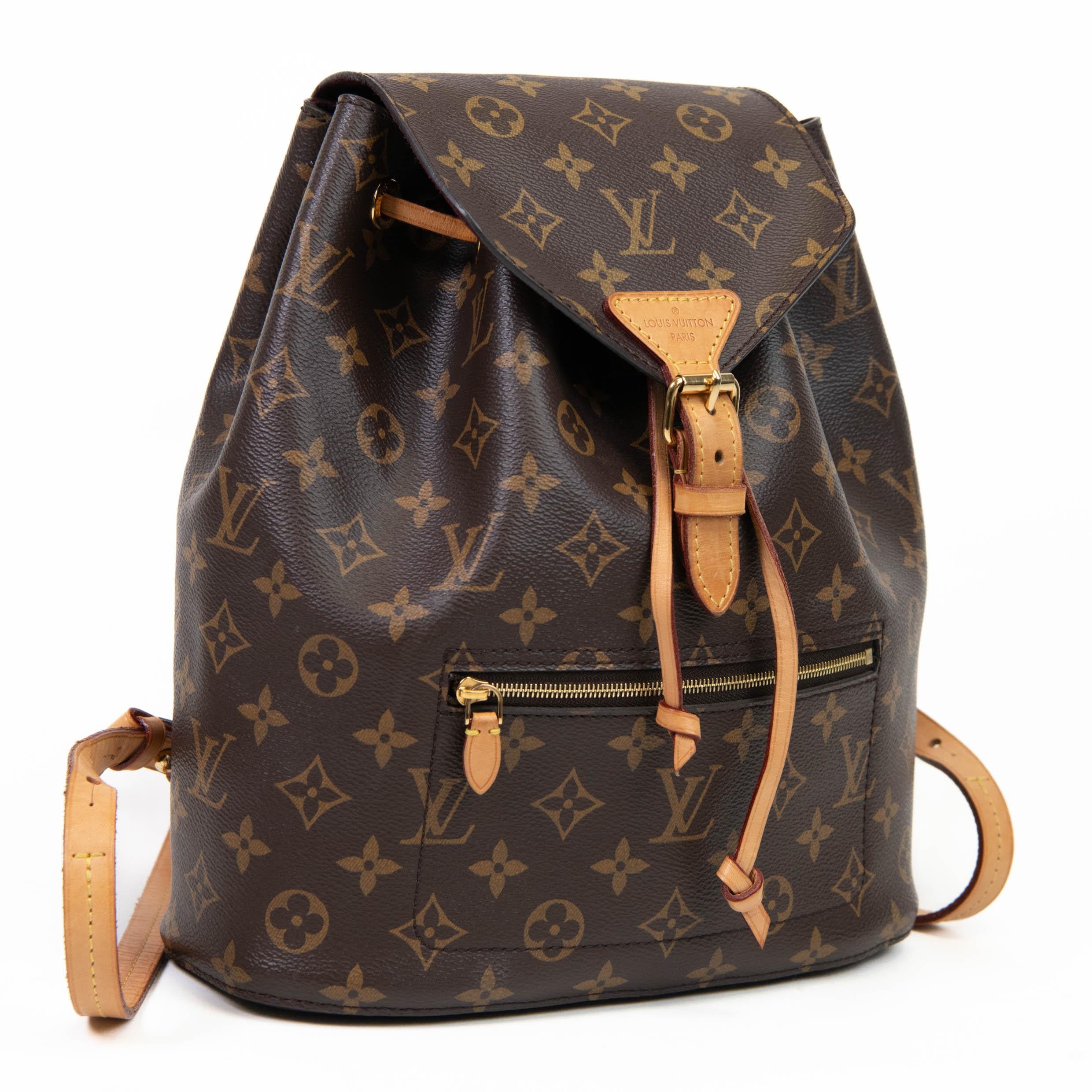 Black Louis Vuitton Brown Monogram Canvas Montsouris PM Backpack