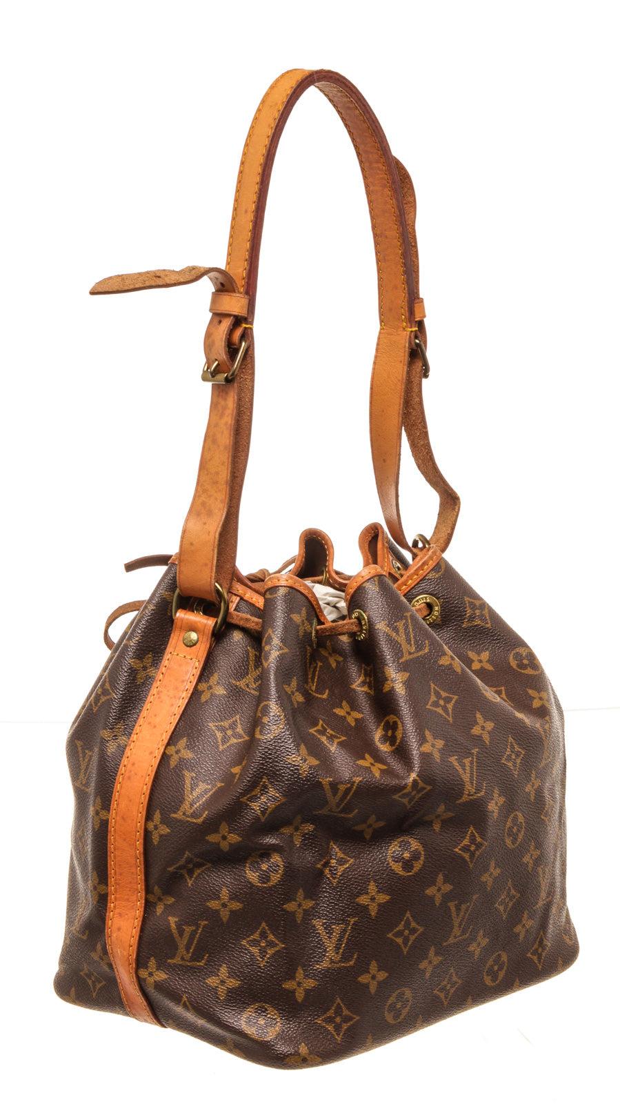 Louis Vuitton Brown Monogram Canvas Noe PM Bucket Bag mit Monogram Canvas, goldfarbener Hardware, verstellbarem Schulterriemen und Kordelzugverschluss.
46358MSC