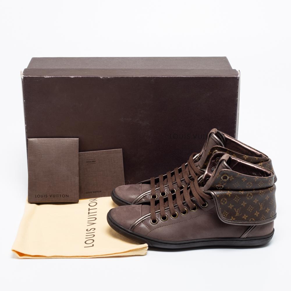 Louis Vuitton Brown Monogram Canvas & Nubuck Leather Brea Sneaker Boots Size 37 1