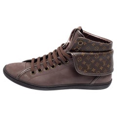 Louis Vuitton Brown Monogram Canvas & Nubukleder Brea Sneaker Stiefel Größe 37