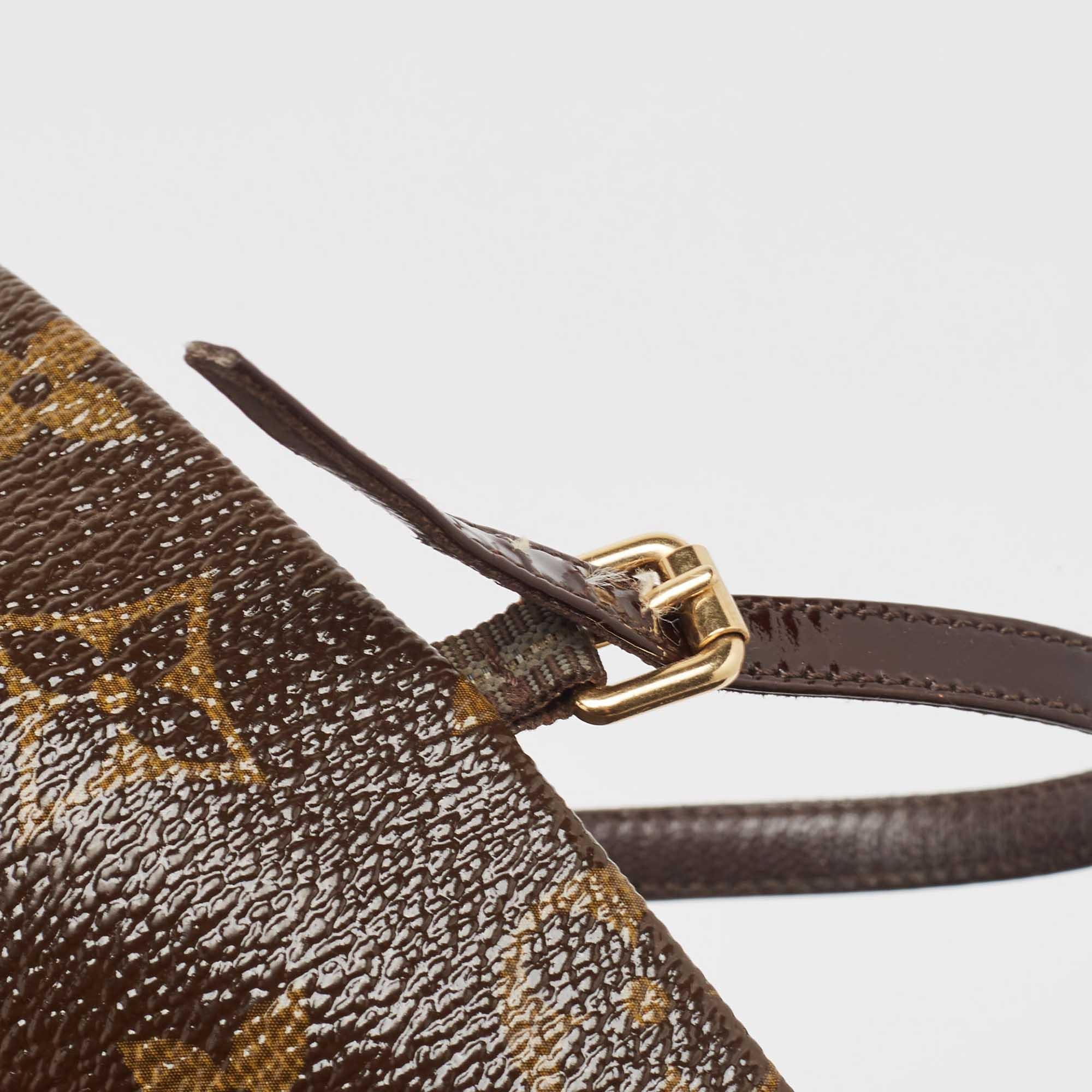 Louis Vuitton Brown Monogram Canvas Peep Toe Mary Jane Pumps Size 37 4