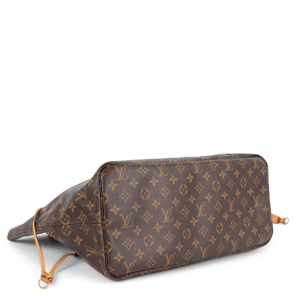 LOUIS VUITTON braun Monogramm Leinwand SAINT TROPEZ NEVERFULL GM Shopper Tasche im Zustand „Relativ gut“ in Zürich, CH